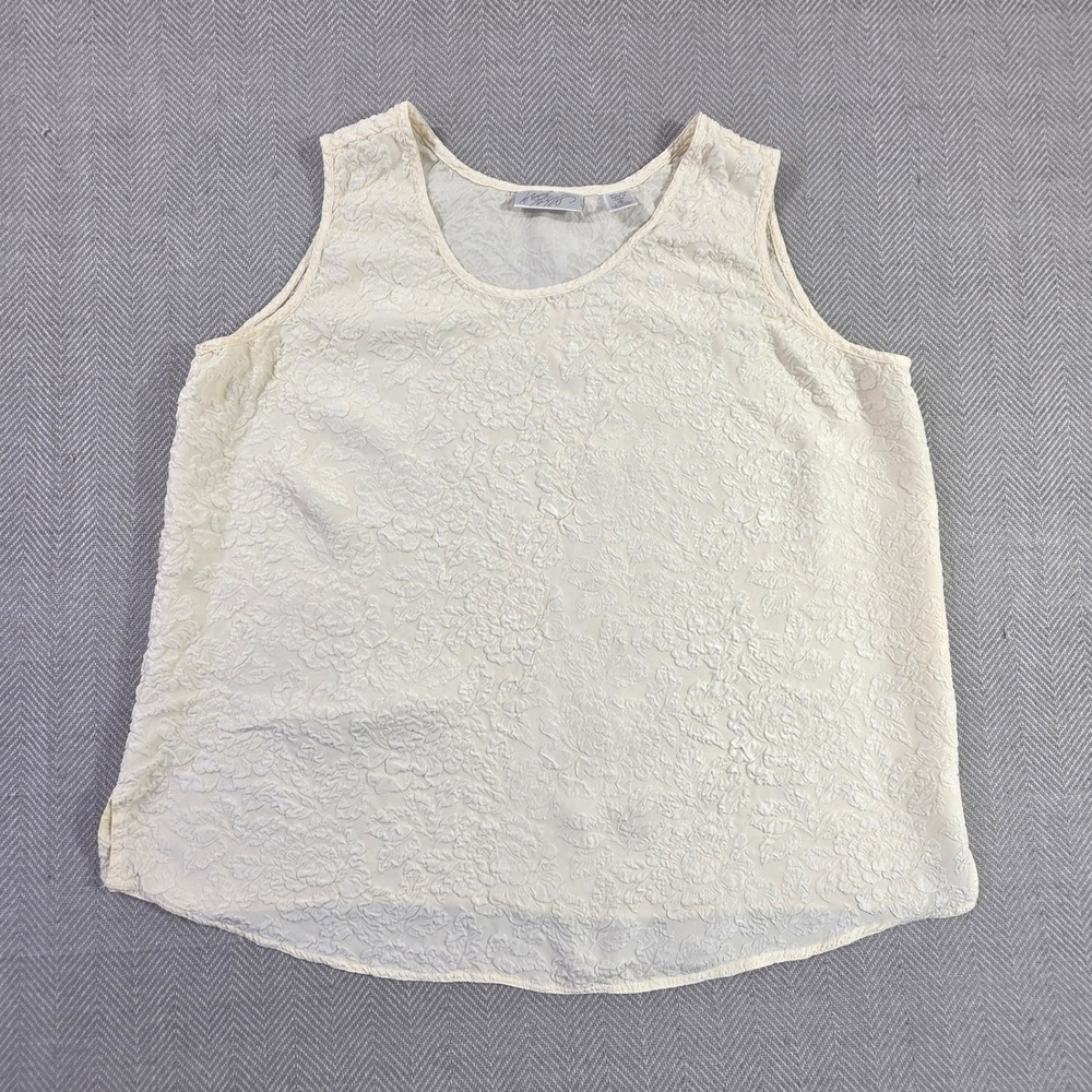 Rafael Womens Cream 100% Silk Floral Jacquard Sleeveless Shell Top Size 18
